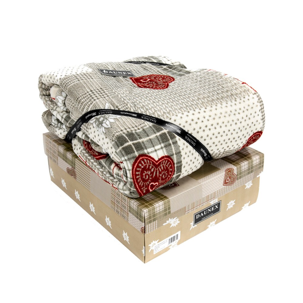 Deka EDELWEISS se srdíčky polyesterová mix 130x160cm-2