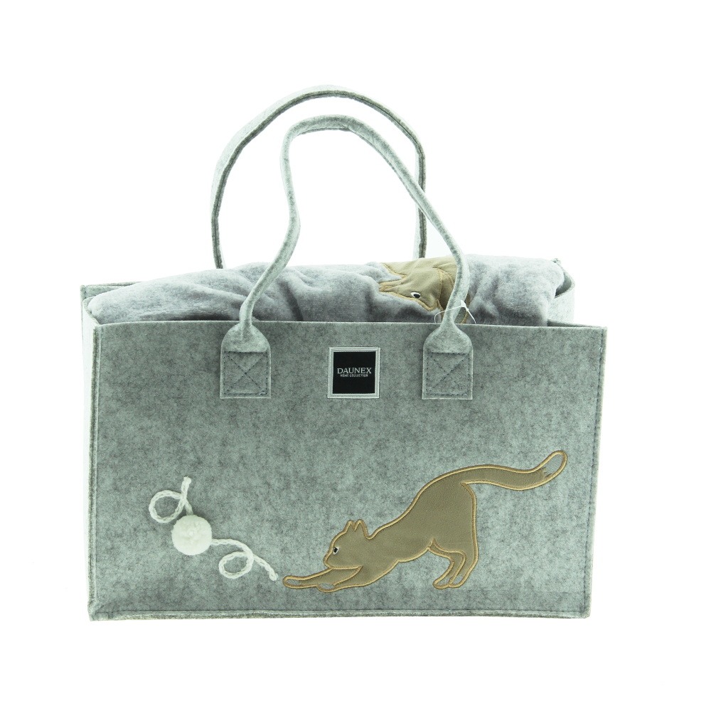 Polštáře a deky - Deka v tašce GOMITOLO s kočkou polyesterová šedá 130x160cm