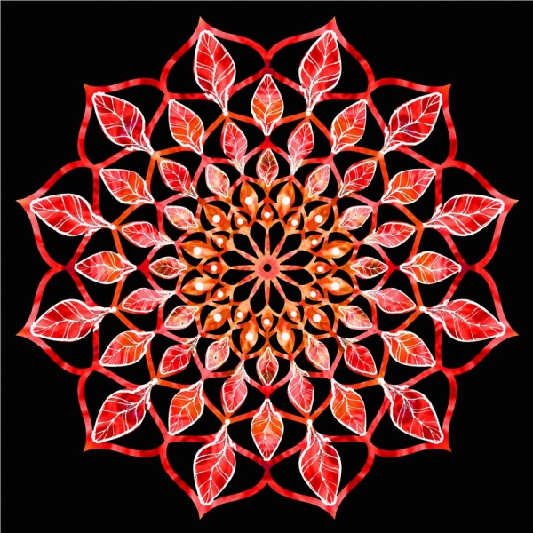 Dřevěné a proutěné dekorace - Dekorace dřevěná mandala červená 20cm