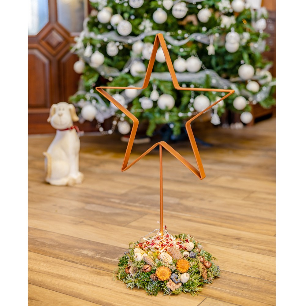 Dekorace hvězda SABI na podstavci kovová 80cm-0