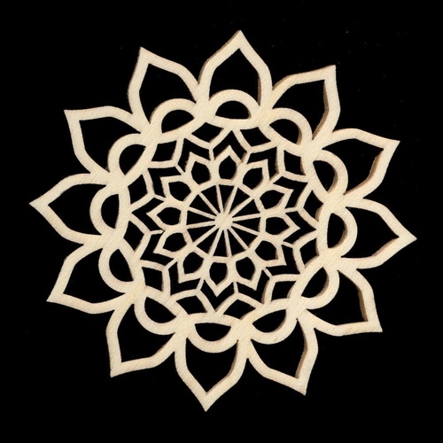 Dřevěné a proutěné dekorace - Dekorace mandala květ dřevo přírodní 9cm