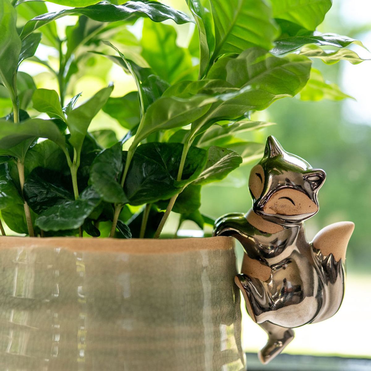 Dekorace na květináč keramická liška 11cm-0