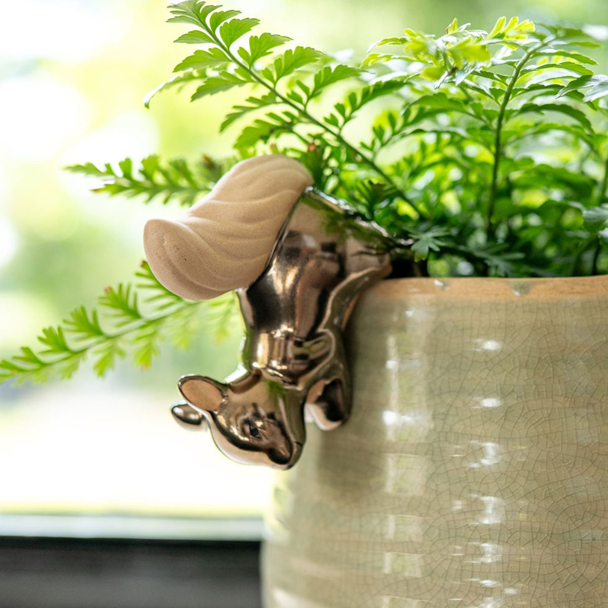 Dekorace na květináč keramická veverka 9cm-0