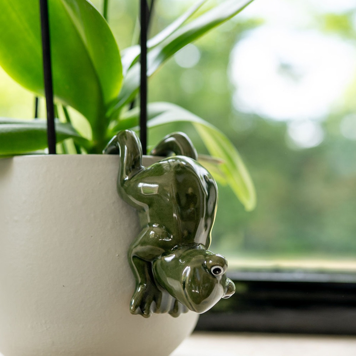 Dekorace na květináč keramická žába 11cm-0