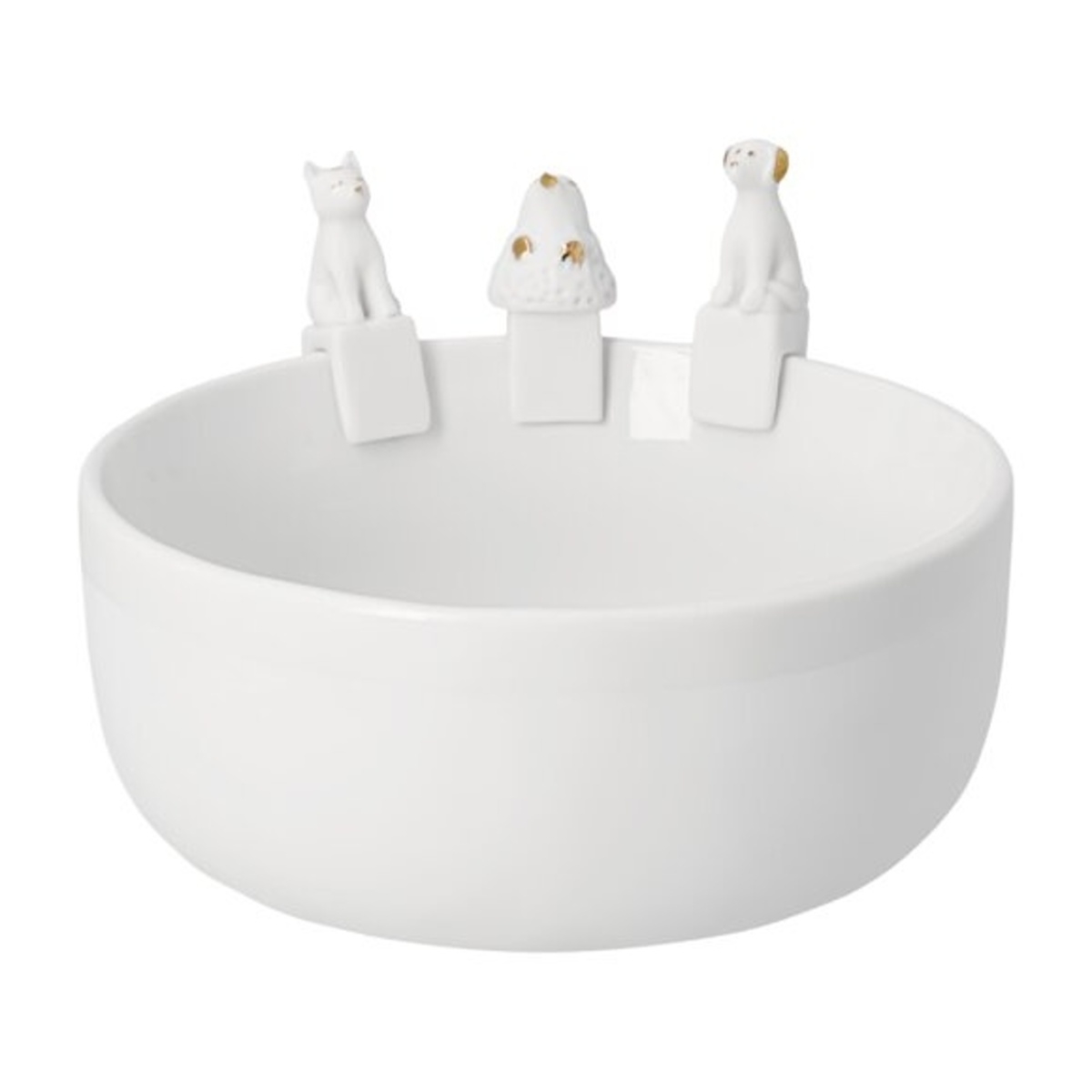 Dekorace na květináč kočka/ptáček/pes z porcelánu 4,5cm-1