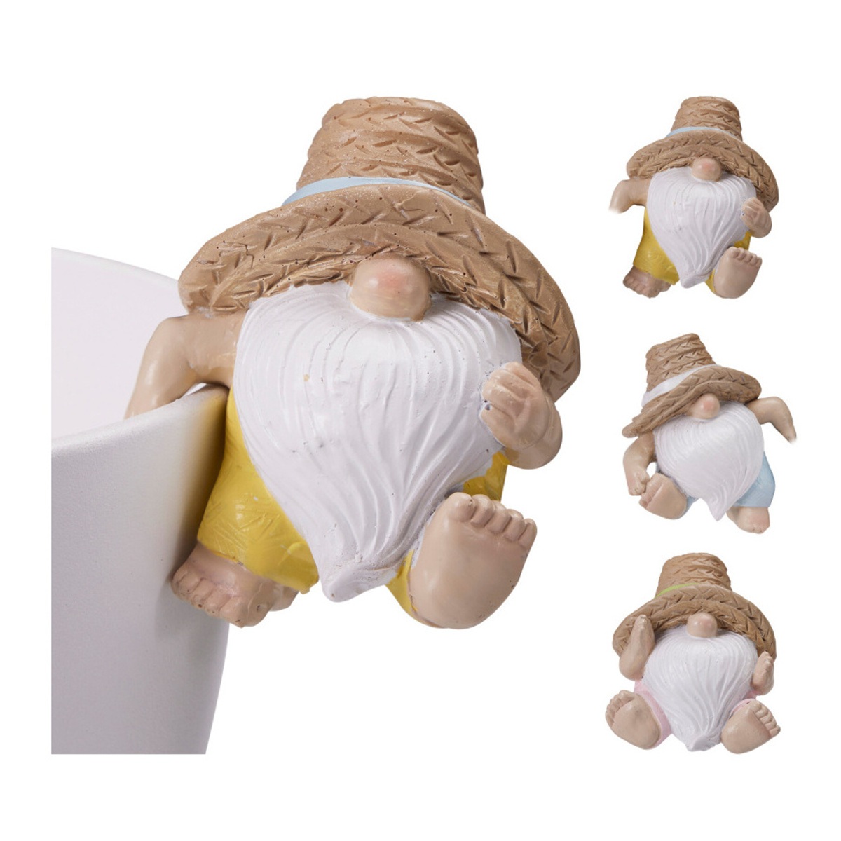 Keramické dekorace - Dekorace na květináč polyresinový skřítek mix 7,5cm