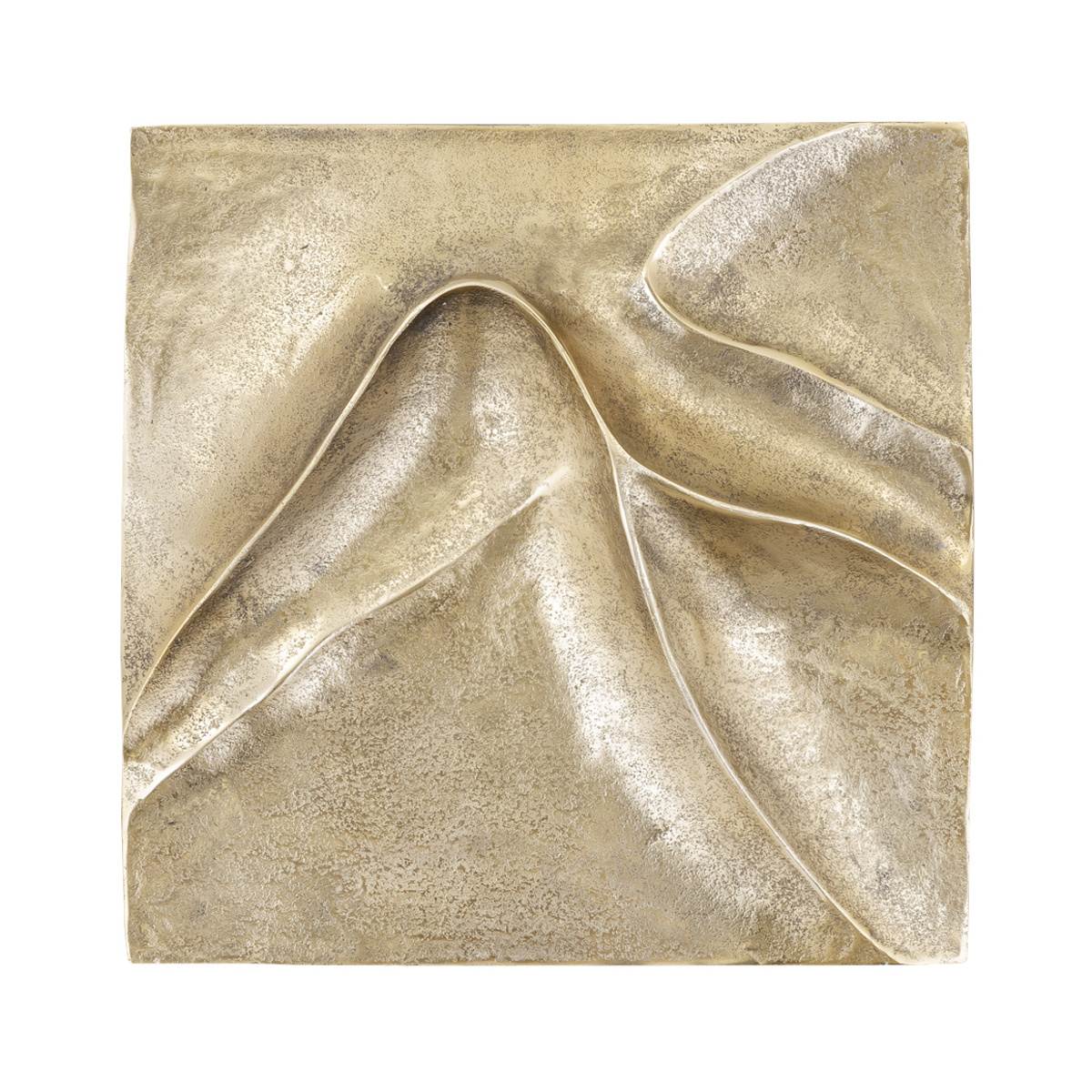 Kovové dekorace - Dekorace na zeď GIHAN s vlnkami hliníková zlatá 42x42cm