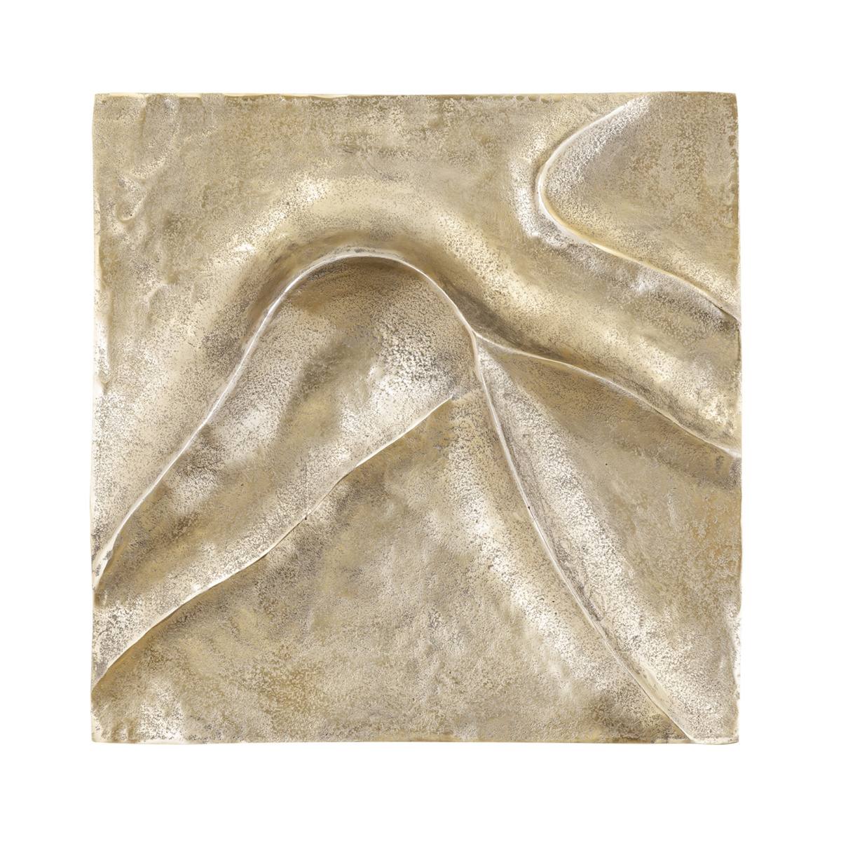 Kovové dekorace - Dekorace na zeď GIHAN s vlnkami hliníková zlatá 55x55cm