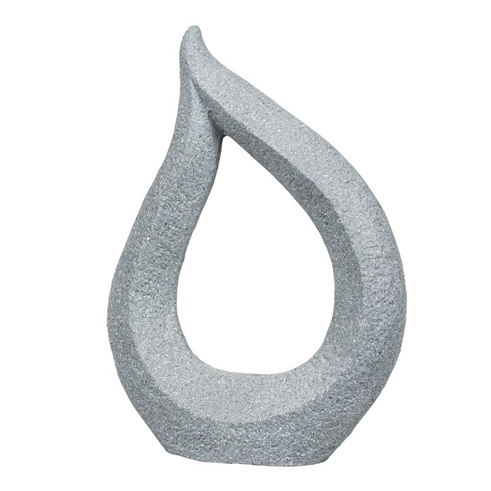 Postavy a zvířata - Dekorace plamen LOMBOK fiberclay šedá 51x36cm