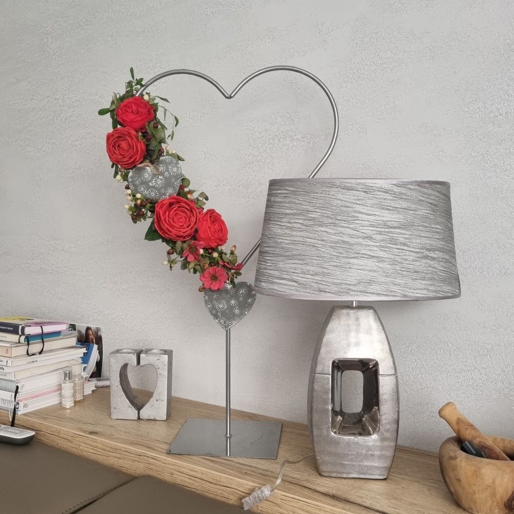 Dekorace srdce BURDEKIN na podstavci kovové černé 70cm-0