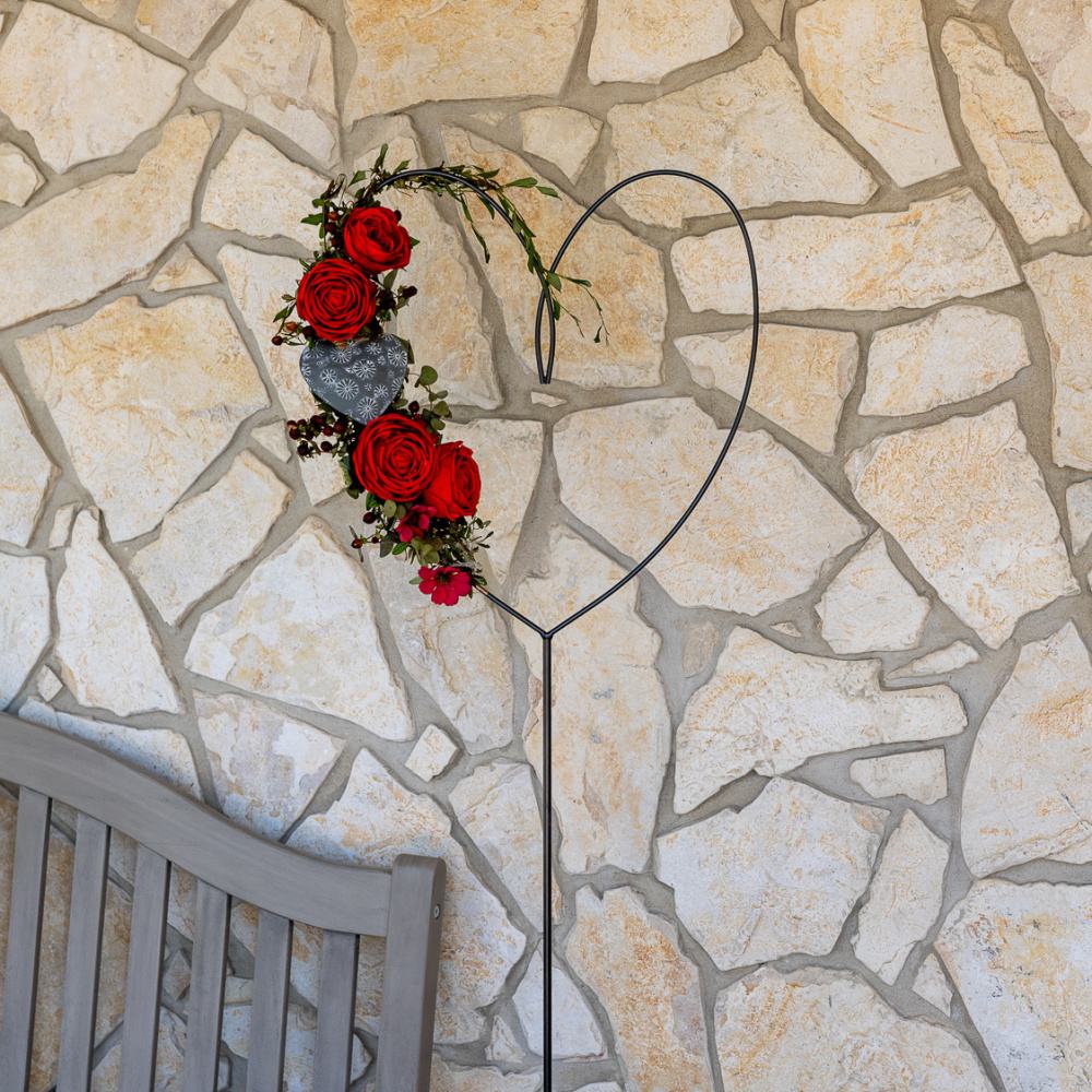 Dekorace srdce FITZROY na podstavci kovové černé 165cm-1