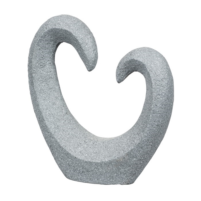 Postavy a zvířata - Dekorace srdce LOMBOK fiberclay šedá 42x40cm