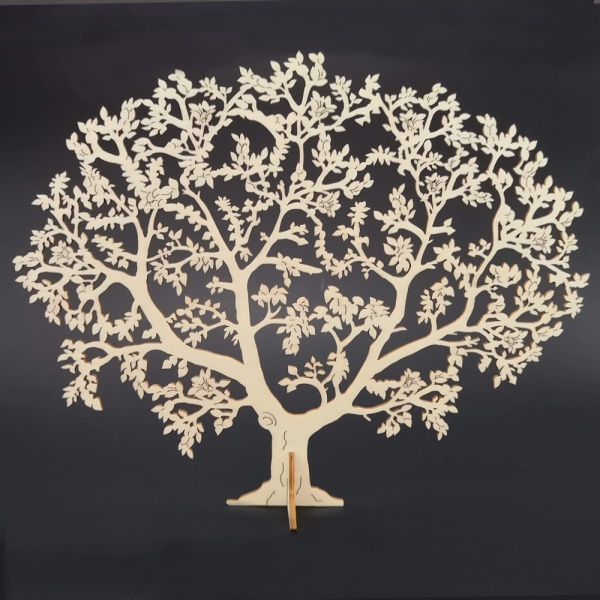 Dřevěné a proutěné dekorace - Dekorace strom stojící dřevo přírodní 21cm