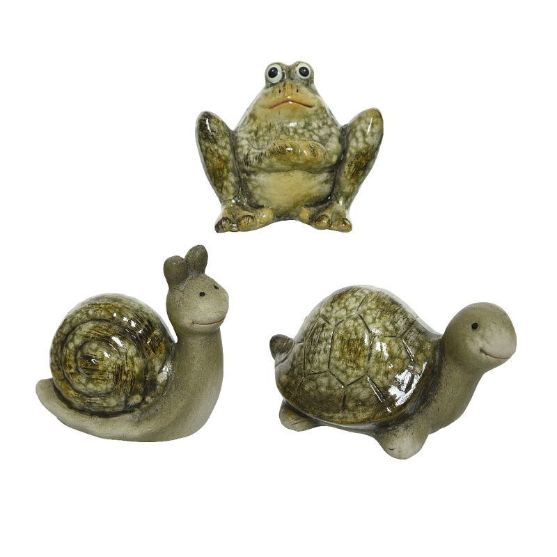 Dekorační figurky zvířat - Dekorace žába, šnek, želva 9x13 cm