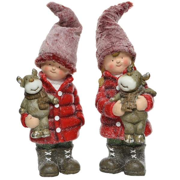 Vánoční figurky - Dekorativní figurka dívka/chlapec – polyresin, 43–45 cm