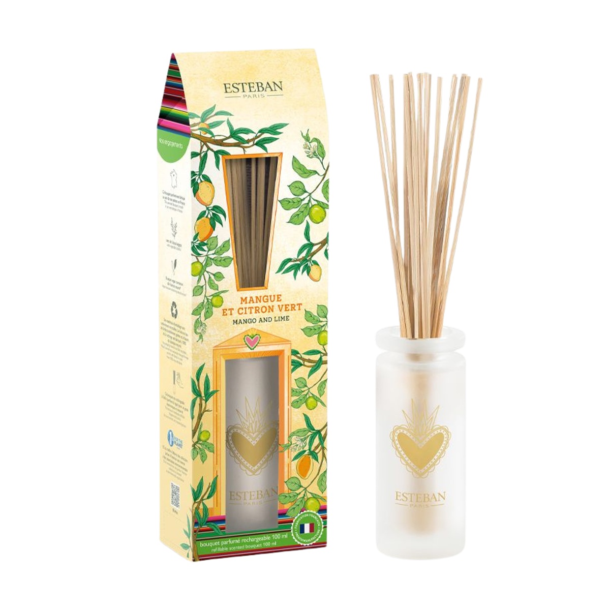Difuzéry Esteban Parfums - Difuzér stébla ESTEBAN NATURE Mango & Lime 100ml