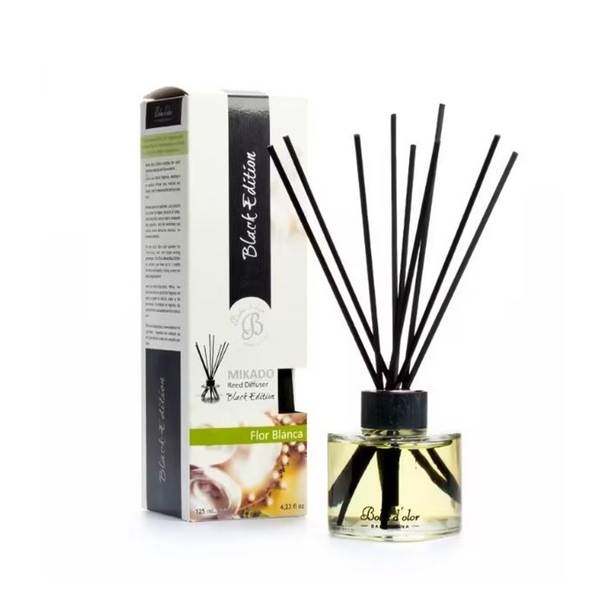 Difuzéry - Difuzér stébla MIKADO BLACK EDITION Flor Blanca 125ml