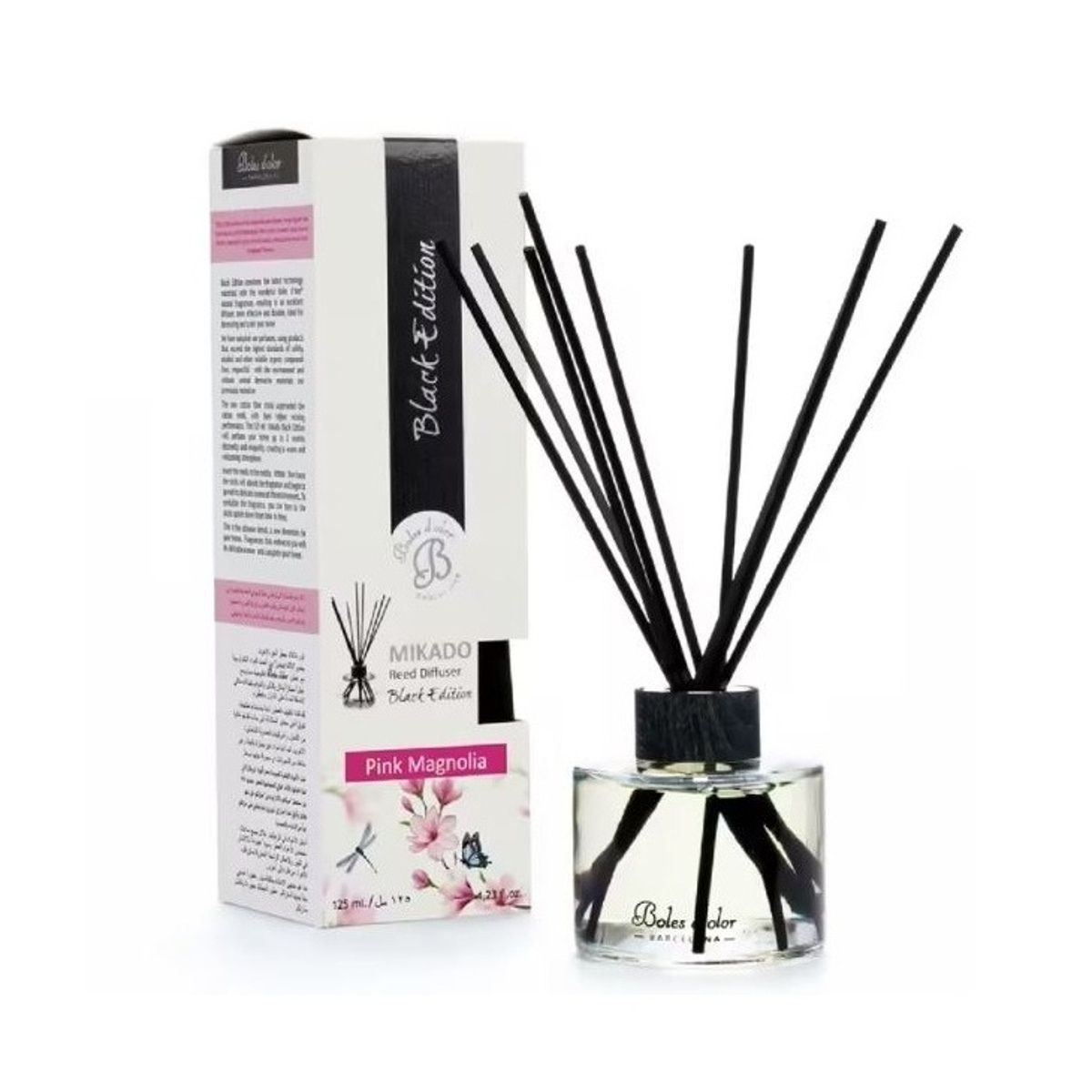 Difuzéry - Difuzér stébla MIKADO BLACK EDITION Pink Magnolia 125ml