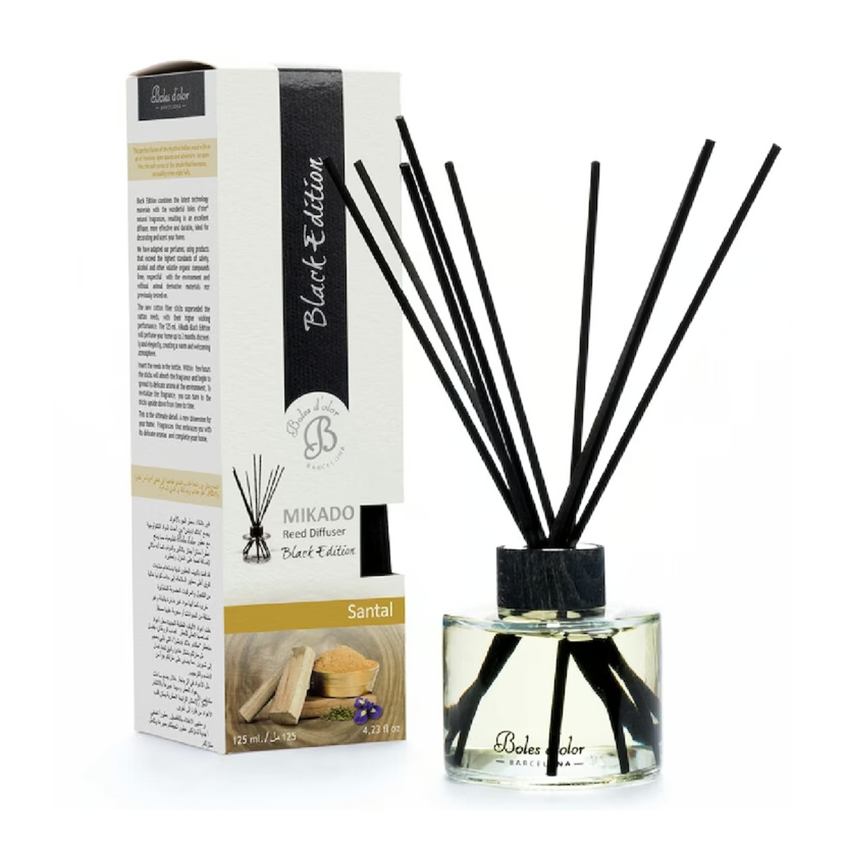 Difuzéry - Difuzér stébla MIKADO BLACK EDITION Santal 125ml