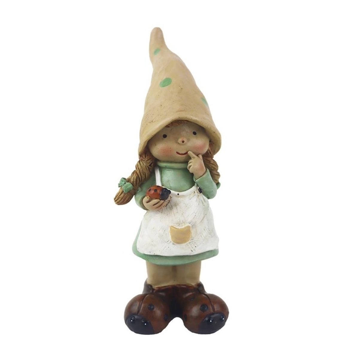 Dekorační figurky postav - Dívka s čepicí a beruškou polyresinová 13cm