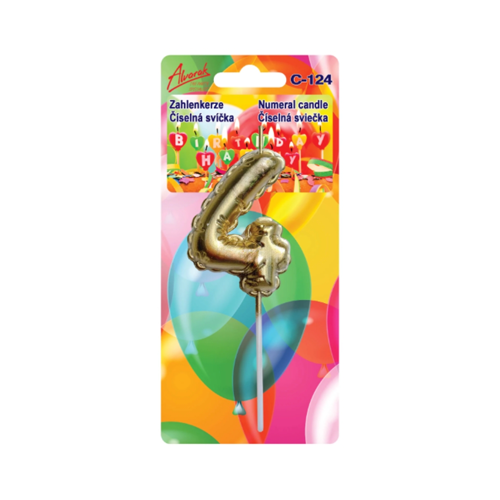 Svíčky na dort - Dortová svíčka balonkové číslo 4