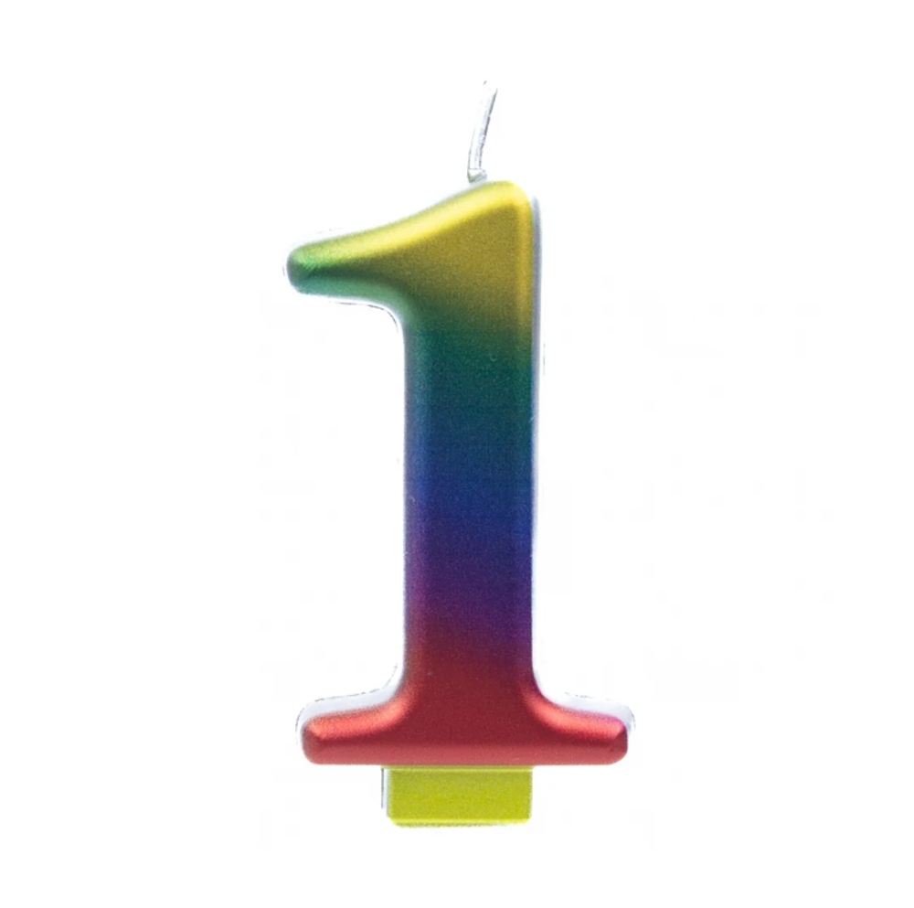 Svíčky na dort - Dortová svíčka duhové číslo 1