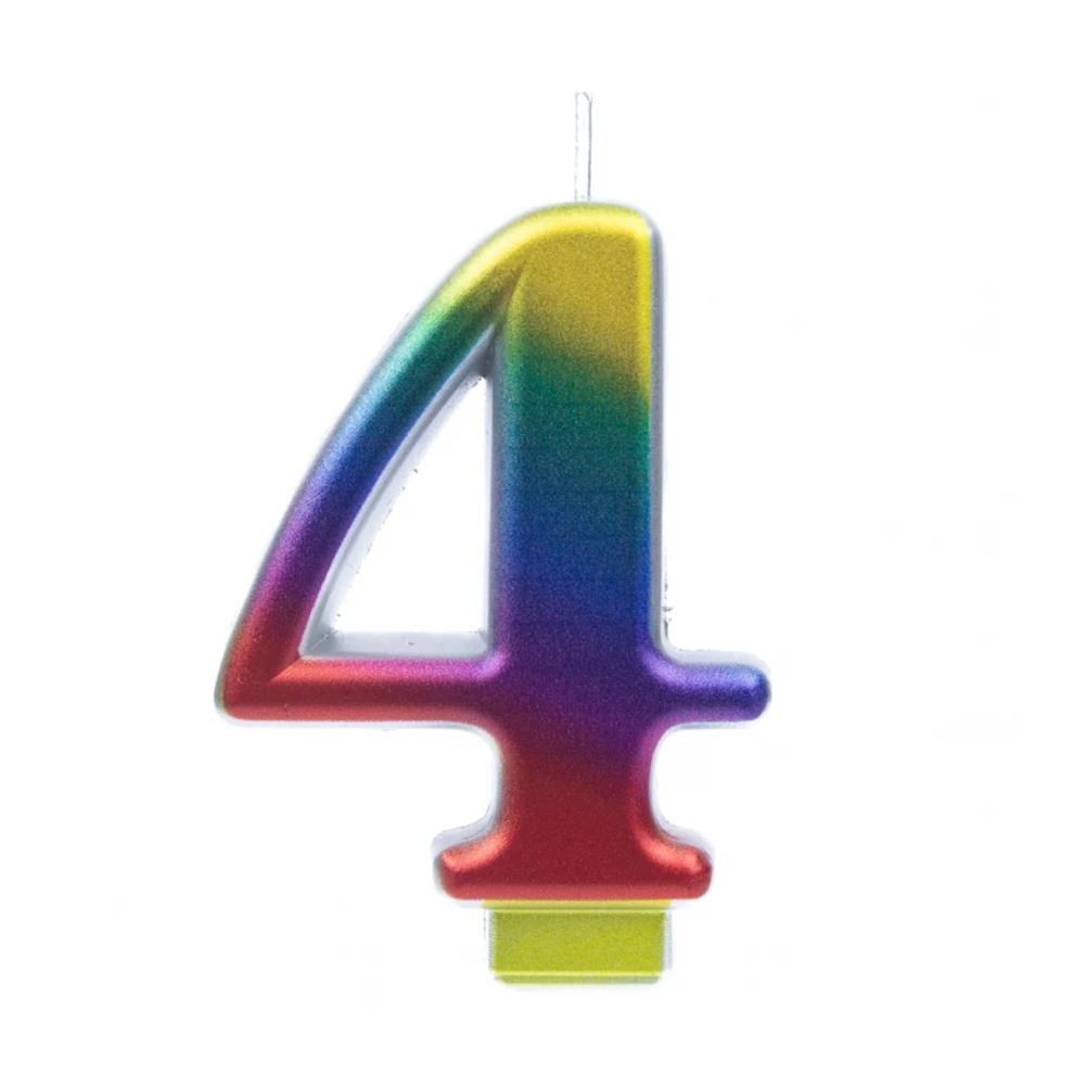 Svíčky na dort - Dortová svíčka duhové číslo 4