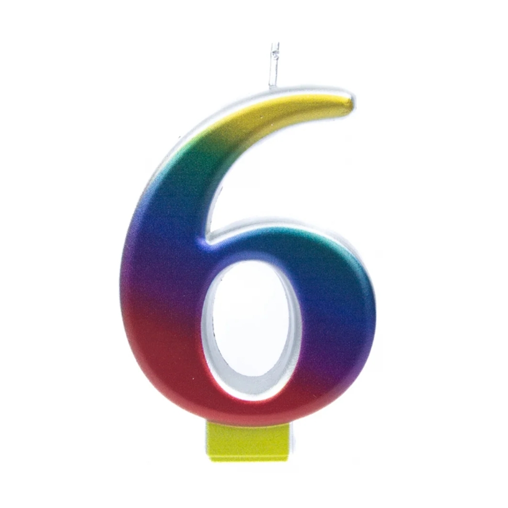 Svíčky na dort - Dortová svíčka duhové číslo 6