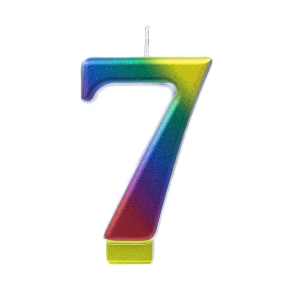 Svíčky na dort - Dortová svíčka duhové číslo 7
