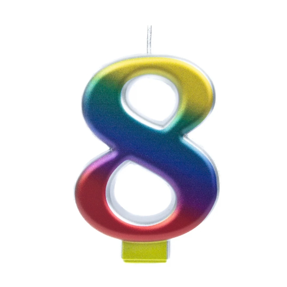 Svíčky na dort - Dortová svíčka duhové číslo 8