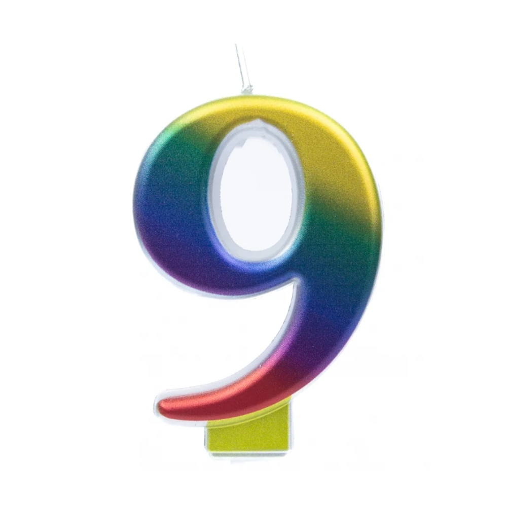 Svíčky na dort - Dortová svíčka duhové číslo 9