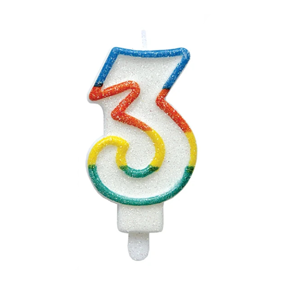 Svíčky na dort - Dortová svíčka třpytivé číslo 3