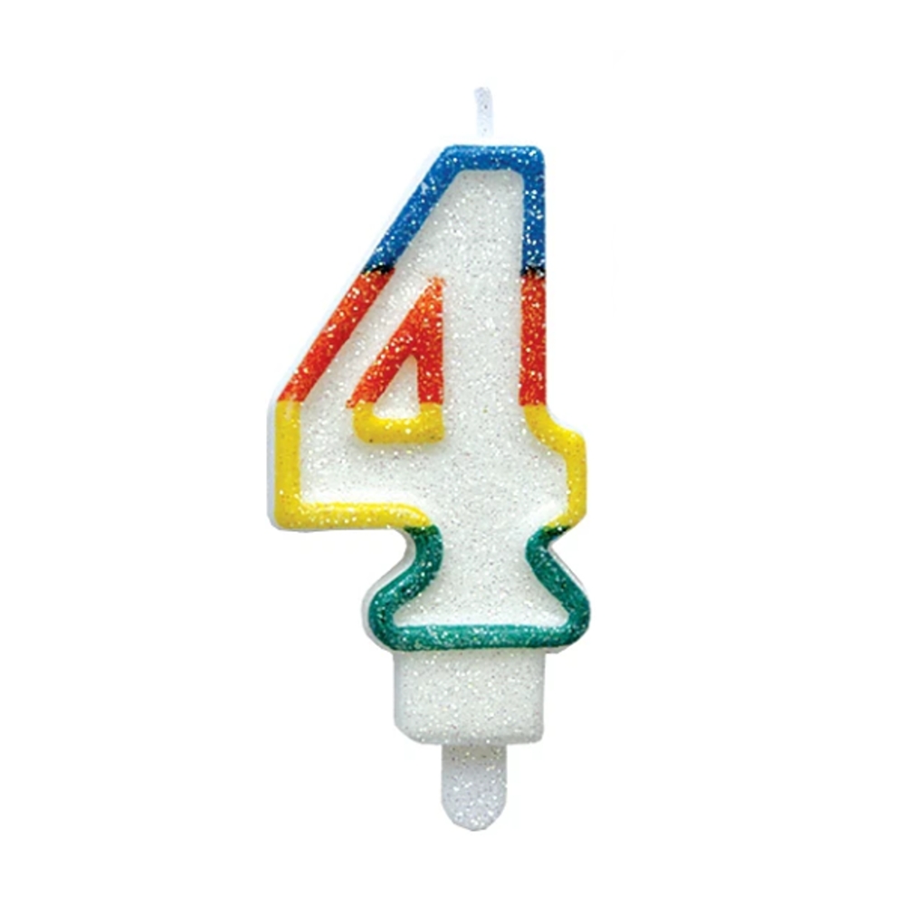 Svíčky na dort - Dortová svíčka třpytivé číslo 4