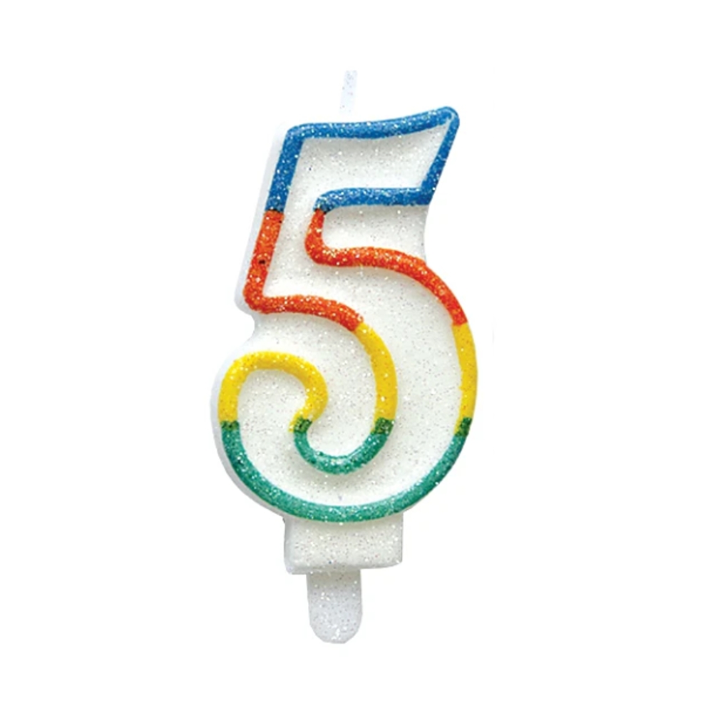 Svíčky na dort - Dortová svíčka třpytivé číslo 5