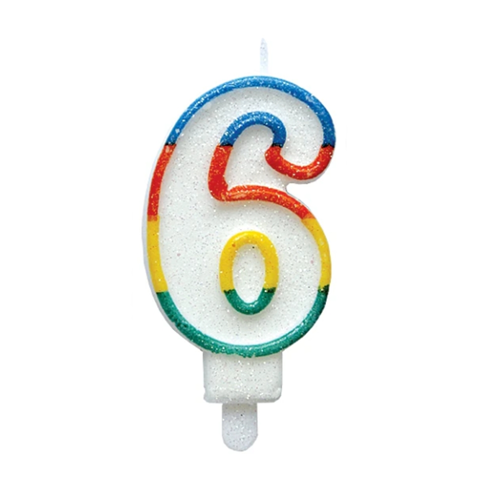 Svíčky na dort - Dortová svíčka třpytivé číslo 6