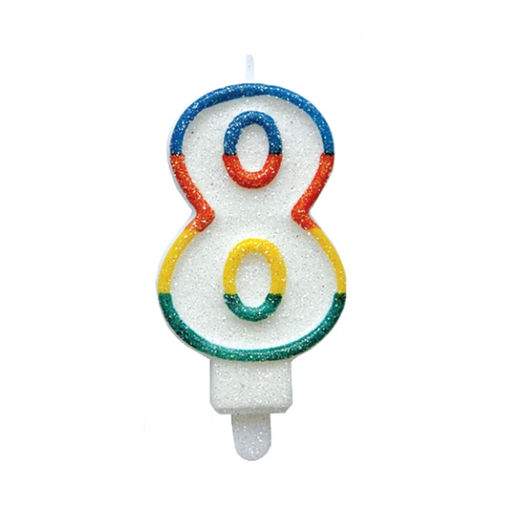 Svíčky na dort - Dortová svíčka třpytivé číslo 8