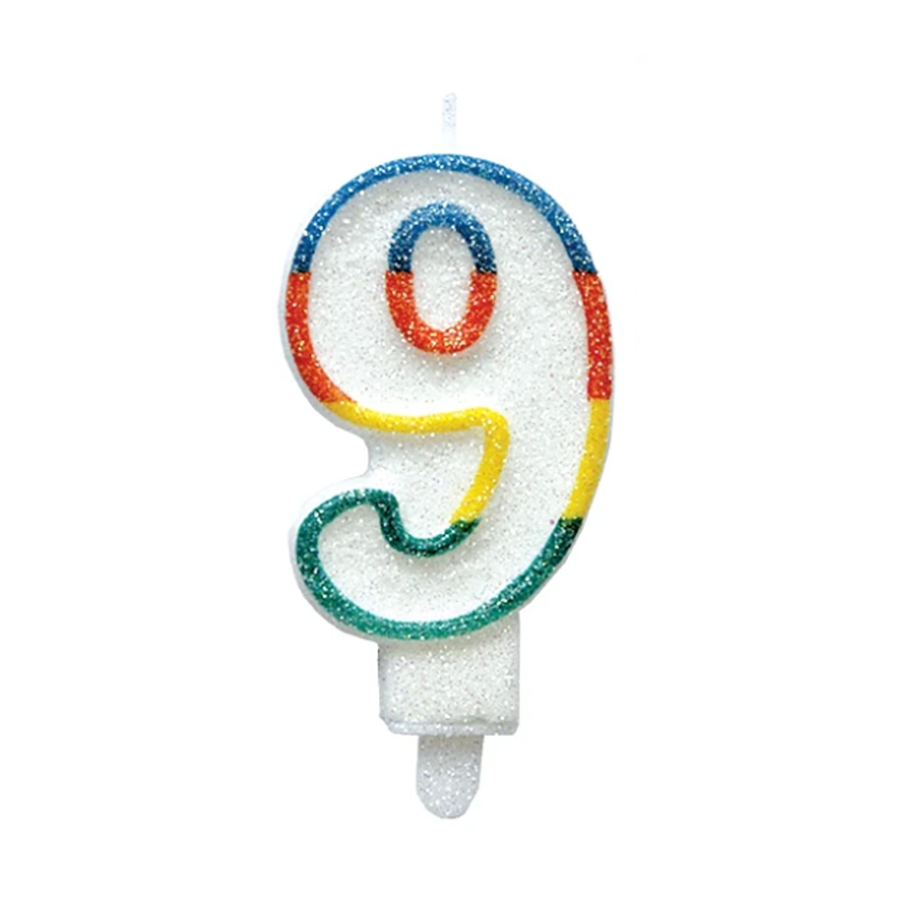 Svíčky na dort - Dortová svíčka třpytivé číslo 9