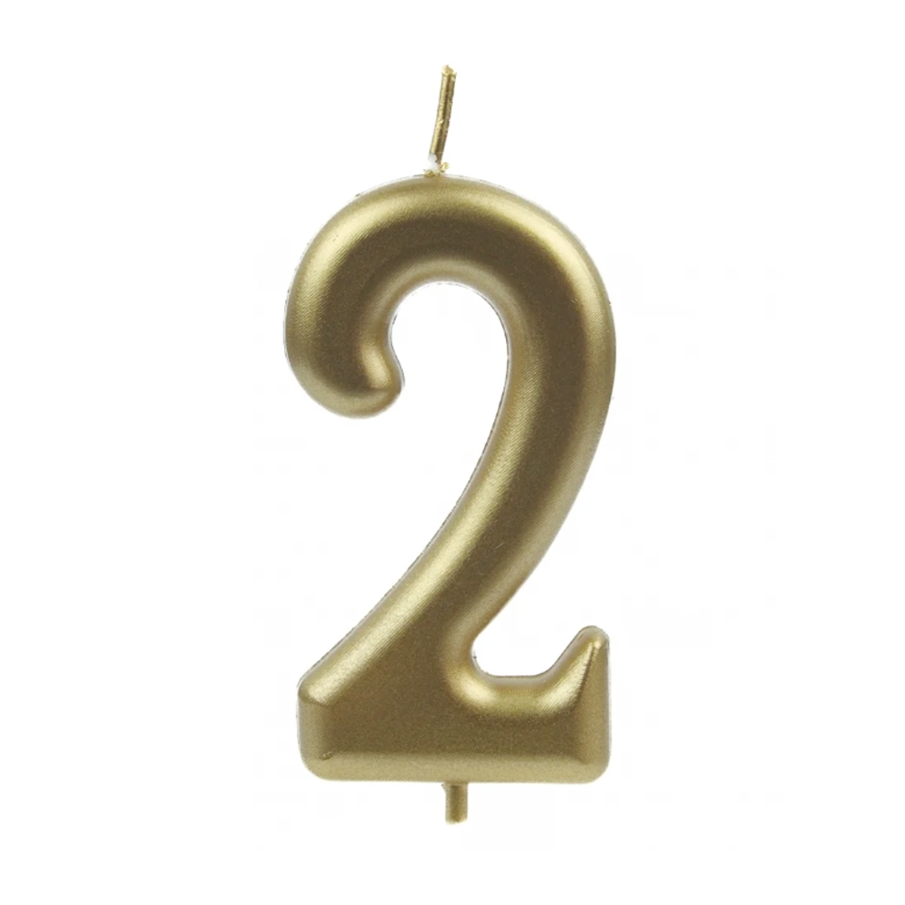 Svíčky na dort - Dortová svíčka zlaté číslo 2