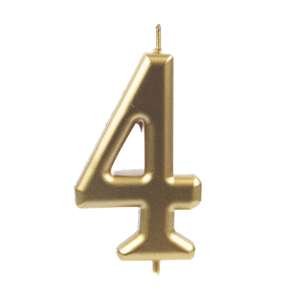 Svíčky na dort - Dortová svíčka zlaté číslo 4