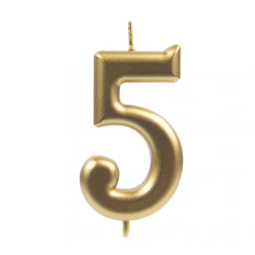 Svíčky na dort - Dortová svíčka zlaté číslo 5