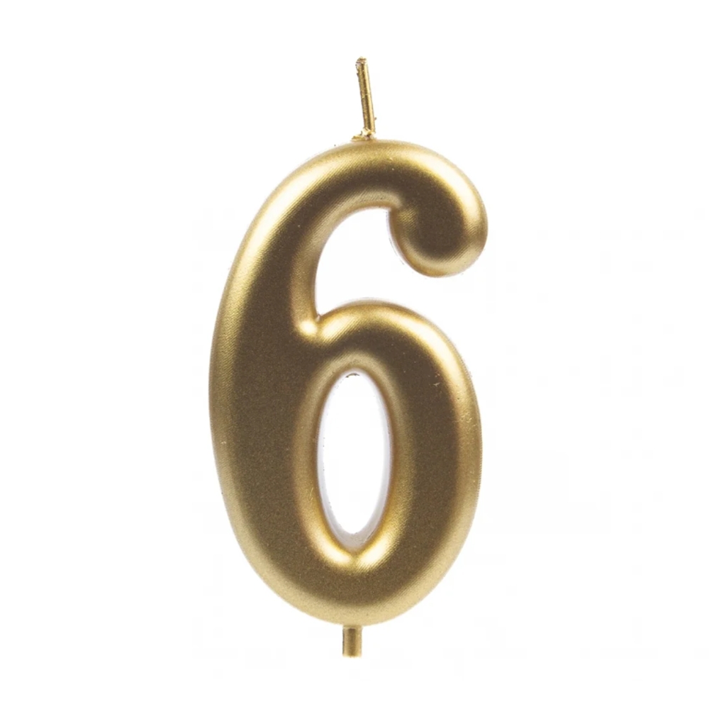 Svíčky na dort - Dortová svíčka zlaté číslo 6