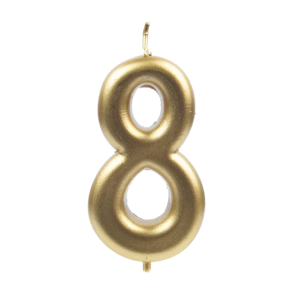 Svíčky na dort - Dortová svíčka zlaté číslo 8