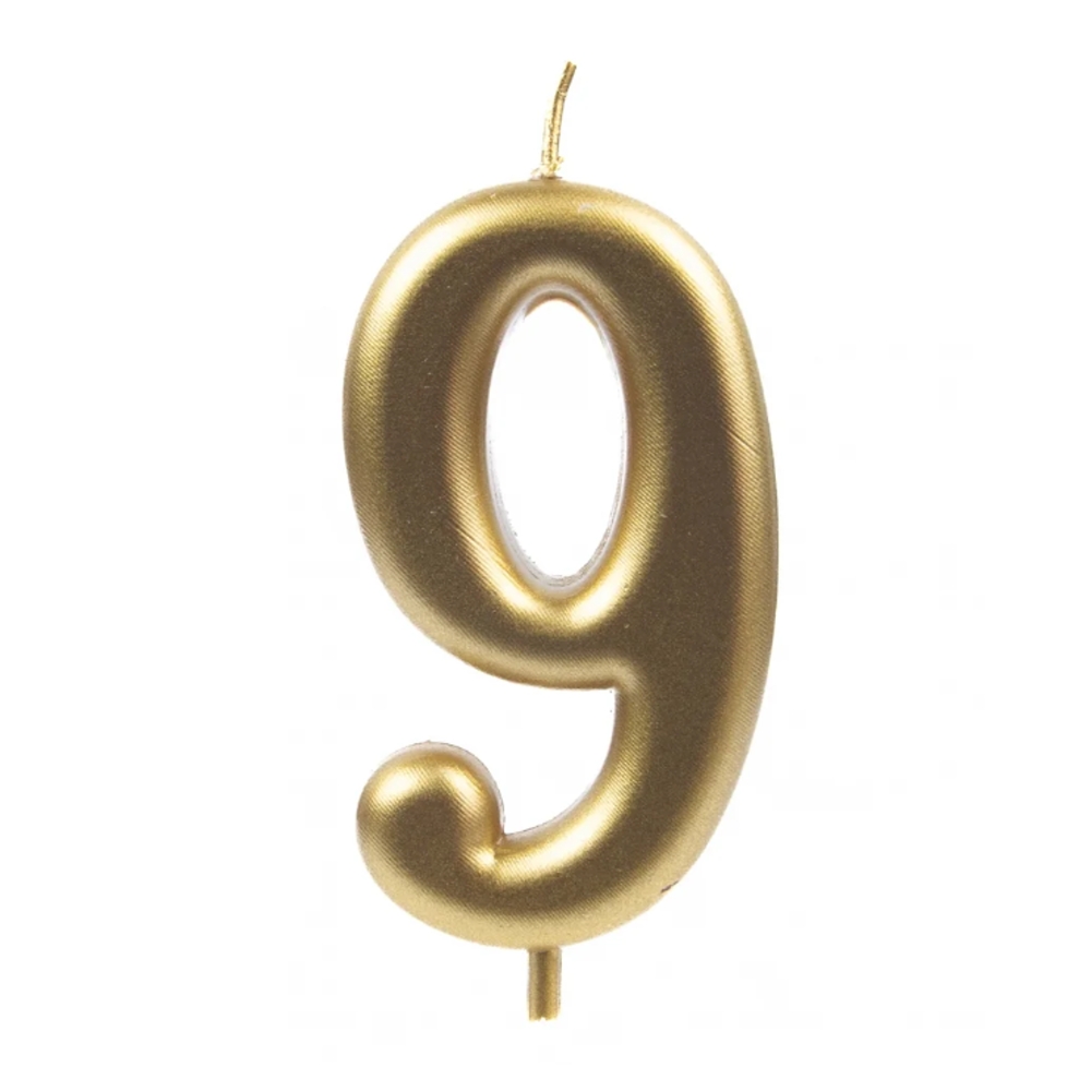 Svíčky na dort - Dortová svíčka zlaté číslo 9