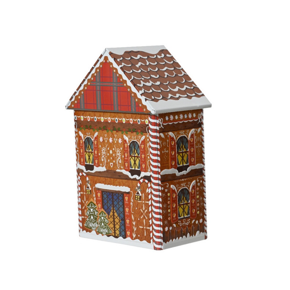 Kuchyňské dózy - Dóza plechový dům s víkem hnědá 21,5cm