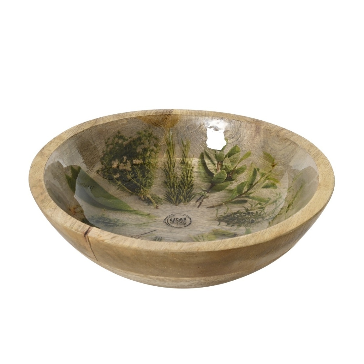 Dřevěné servírovací misky a talíře - Dřevěná glazovaná miska s bylinkami 25cm