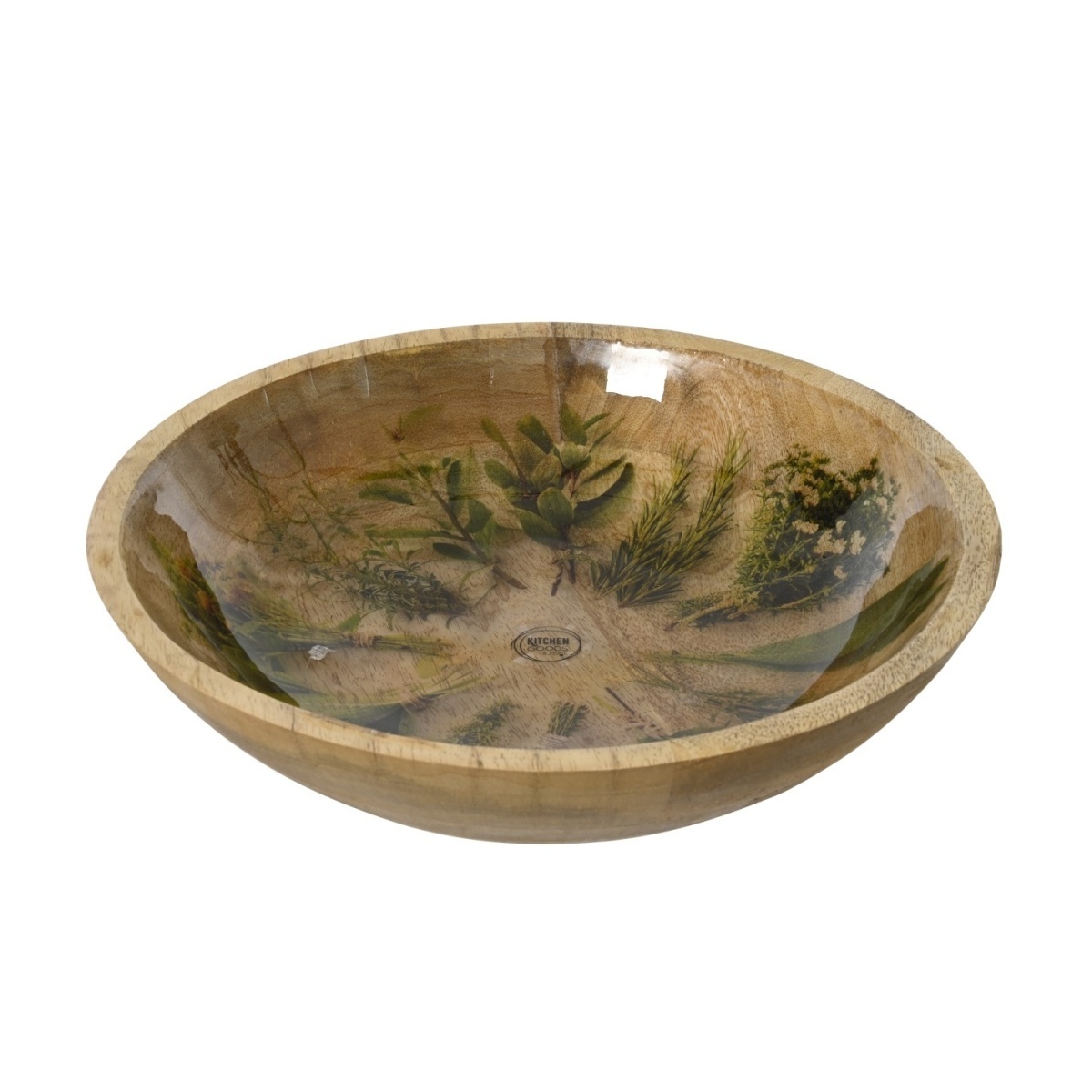 Dřevěné servírovací misky a talíře - Dřevěná glazovaná miska s bylinkami 30cm