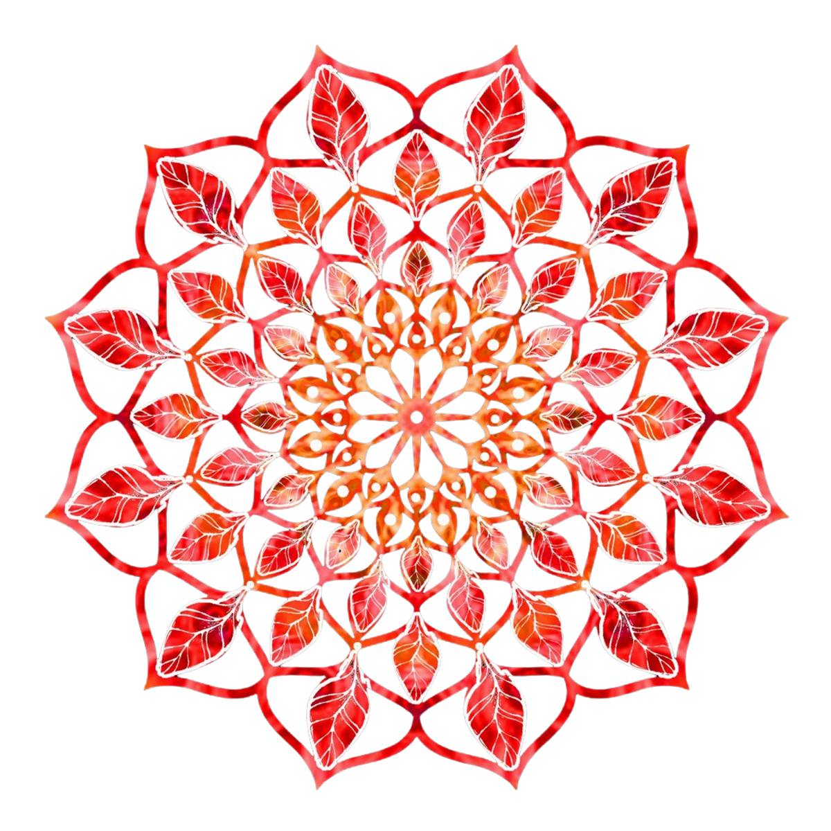 Dřevěné a proutěné dekorace - Dřevěná mandala červená 9cm