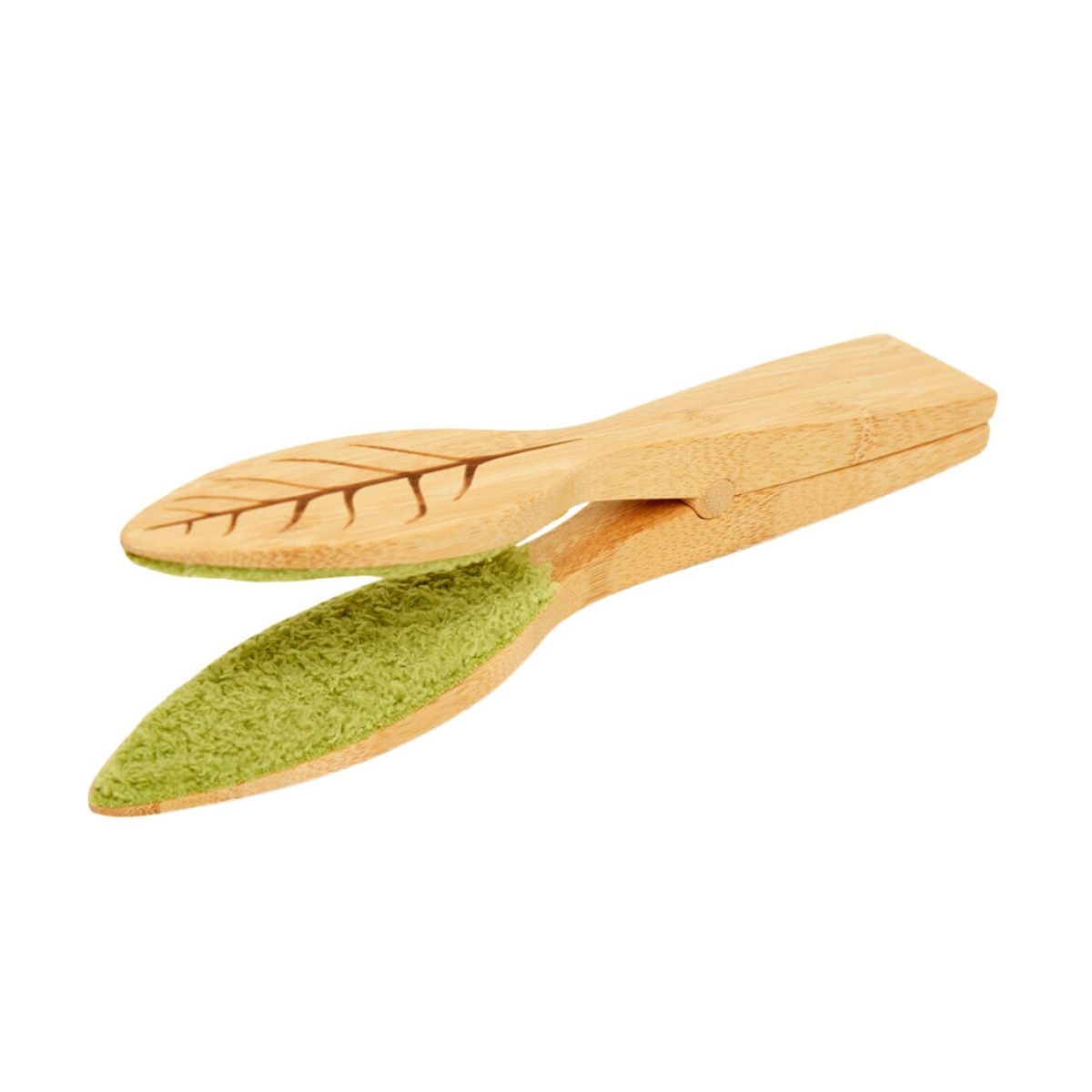 Domácí potřeby - Dřevěné kleště na čištění listů s mikrovláknem 23cm