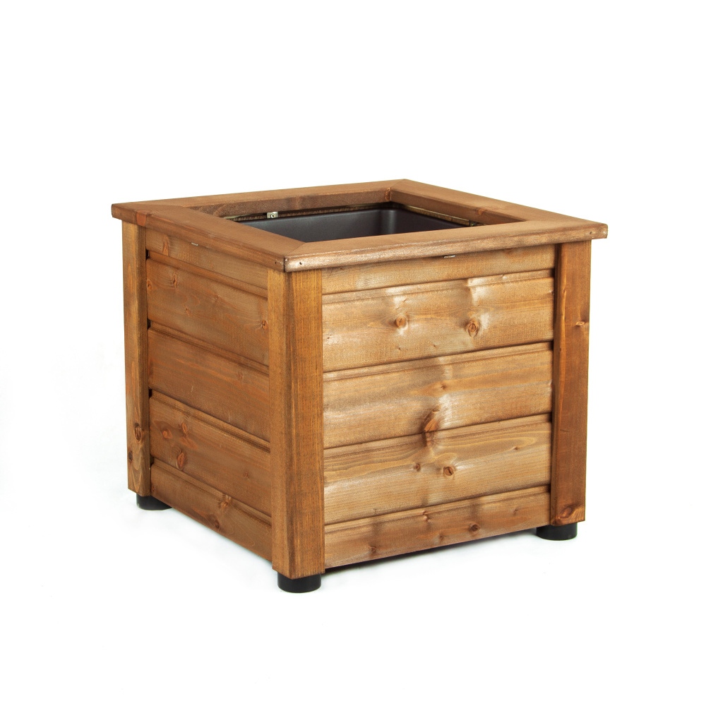 Truhlíky - Drevěný květináč s plastovou vložkou 43x43x38cm