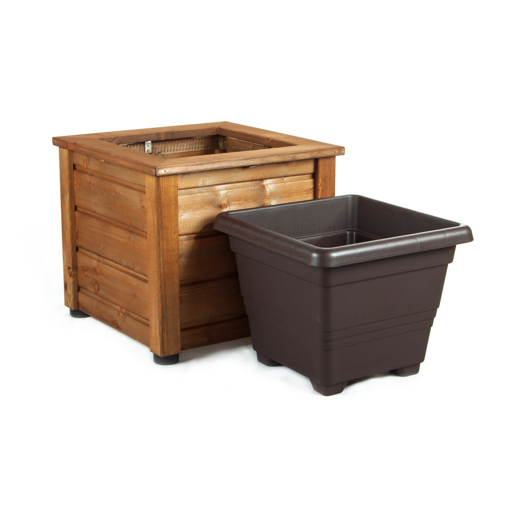 Drevěný květináč s plastovou vložkou 43x43x38cm-0